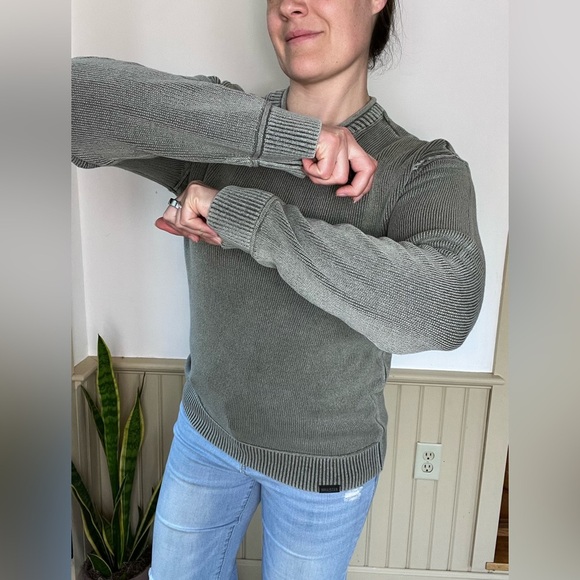 Hollister Y2K Knit Crewneck Sweater S Sage Green Fall Autumn Preppy School Top - Picture 3 of 8